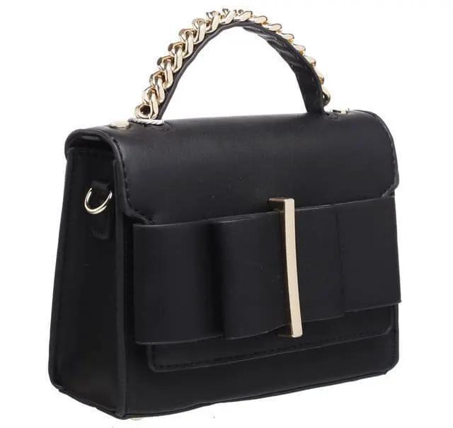 Black Bowknot Flap Lover Top Handle Cross Body Bag by Clarissas Boutique