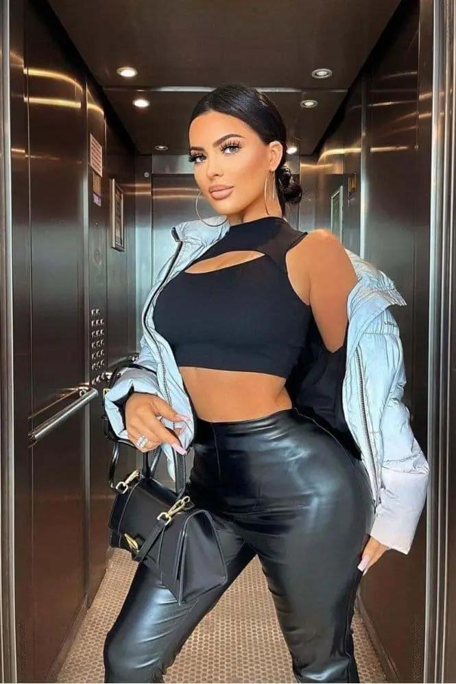 Black Cut Out Front Sleeveless Crop Top by Clarissas Boutique London