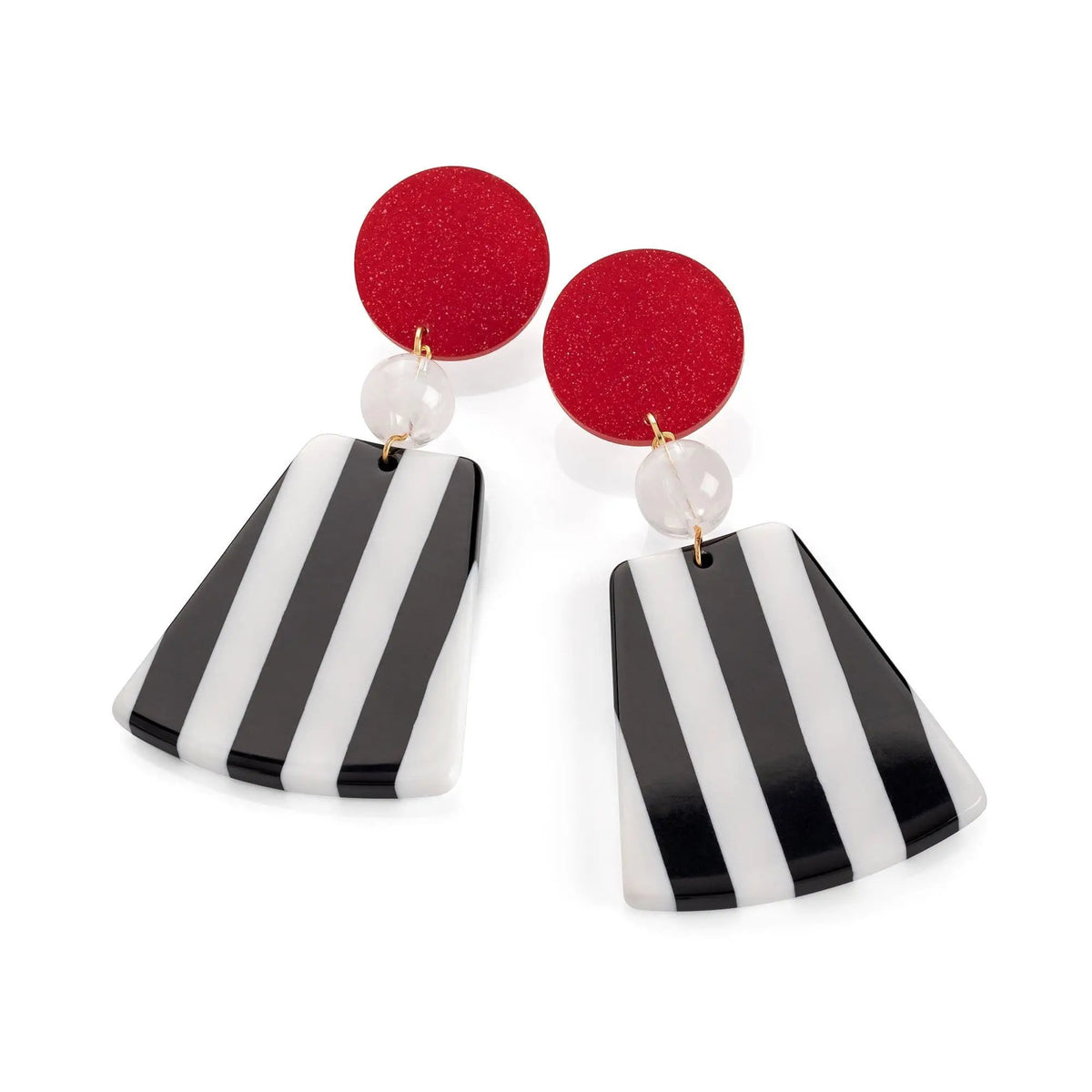 Black, white and red stripe design drop earring. ER32369 by Clarissas Boutique