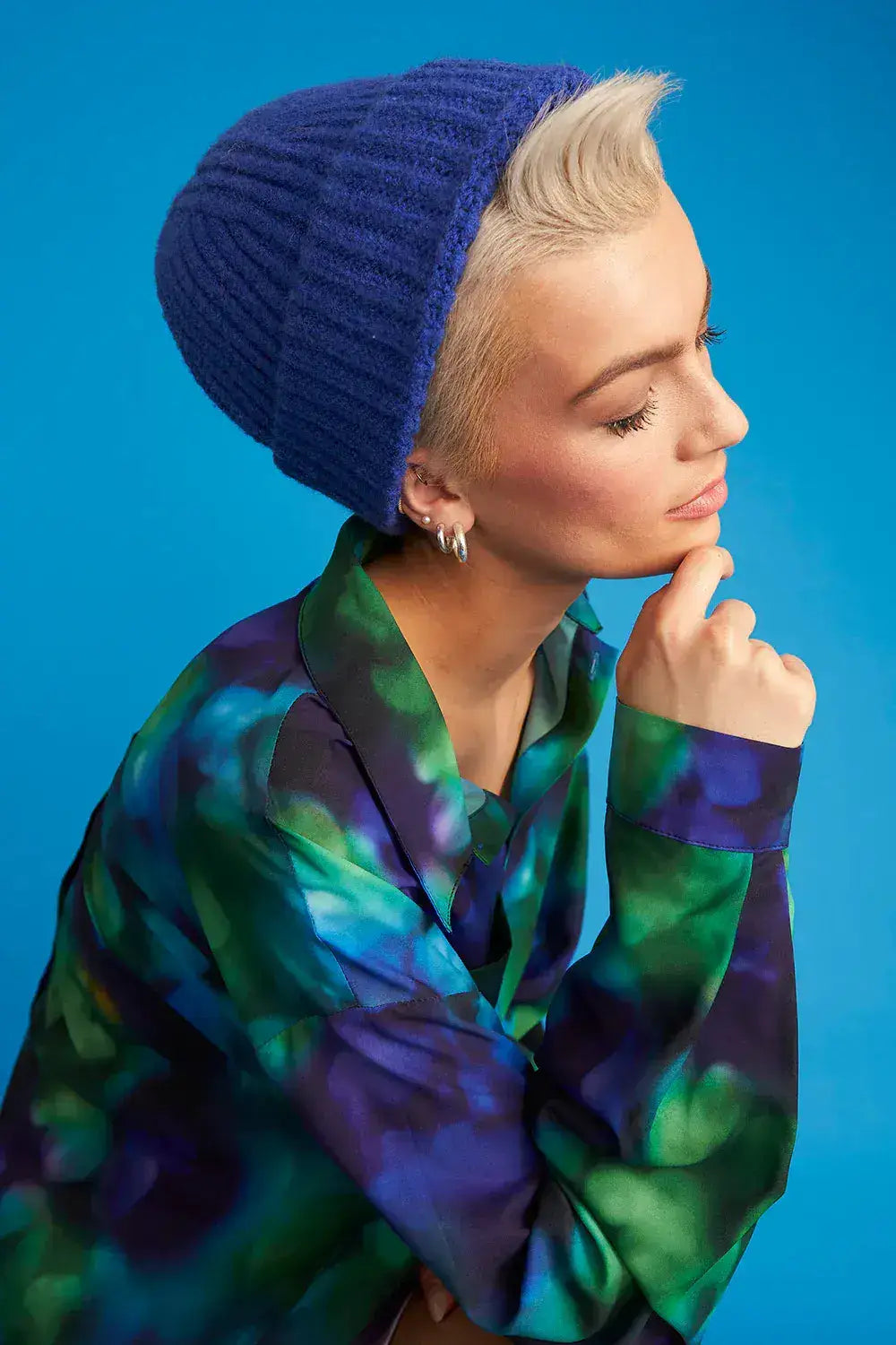 Blue - Banana Peel Blend Beanie Hat by Clarissas Boutique