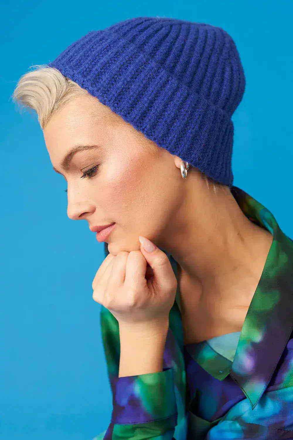 Blue - Banana Peel Blend Beanie Hat by Clarissas Boutique