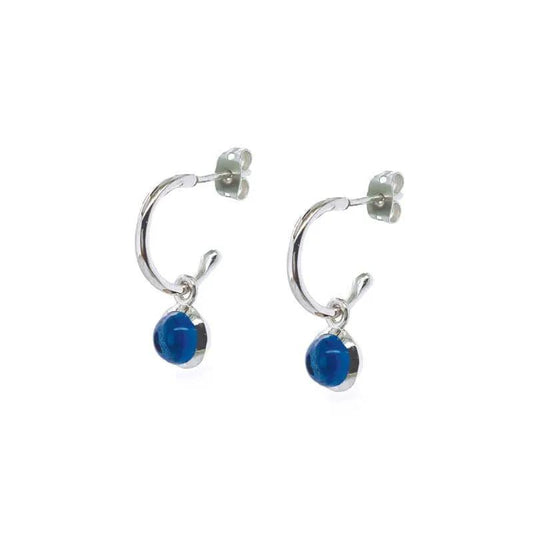 Blue Jay Iolete Cabuchon Mini Hoop Earrings by Clarissas Boutique
