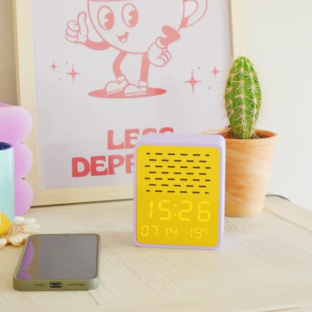 Bright Purple And Yellow Rise & Play Bluetooth Speaker & Alarm Clock by Steepletone