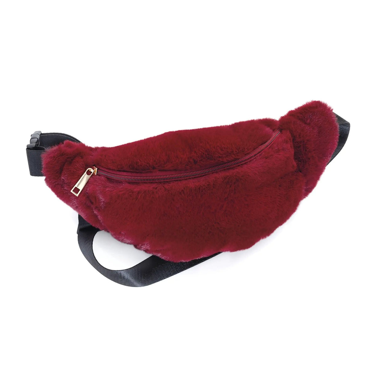 Burgundy faux fur look bum bag. BG33023 by Clarissas Boutique