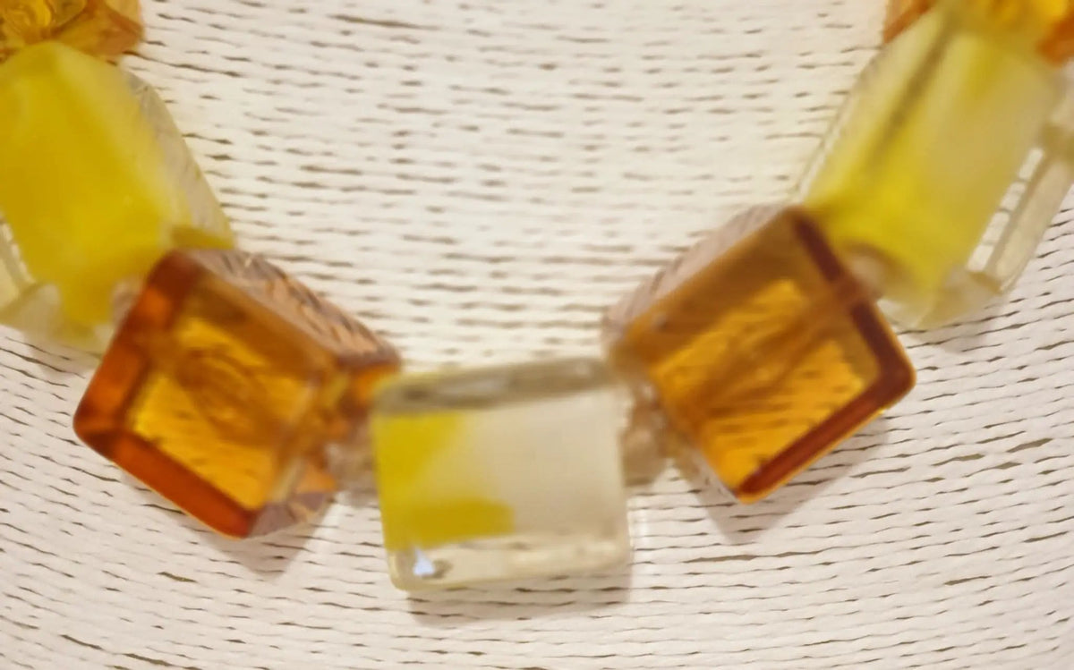 Carmel, Yellow, Clear Crystal Acrylic And Silver Necklace by Clarissas Boutique