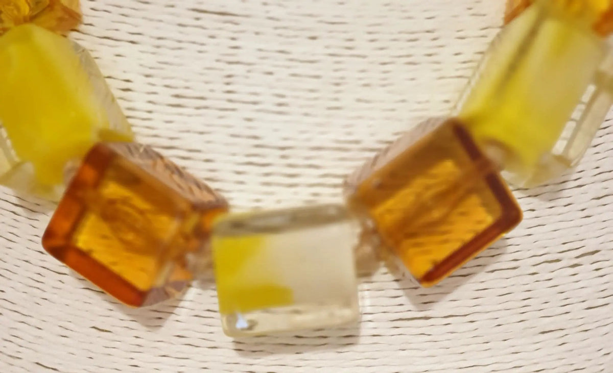 Carmel, Yellow, Clear Crystal Acrylic And Silver Necklace by Clarissas Boutique
