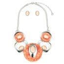 Cinque Circles Necklace Set - Silver/Orange by Clarissas Boutique