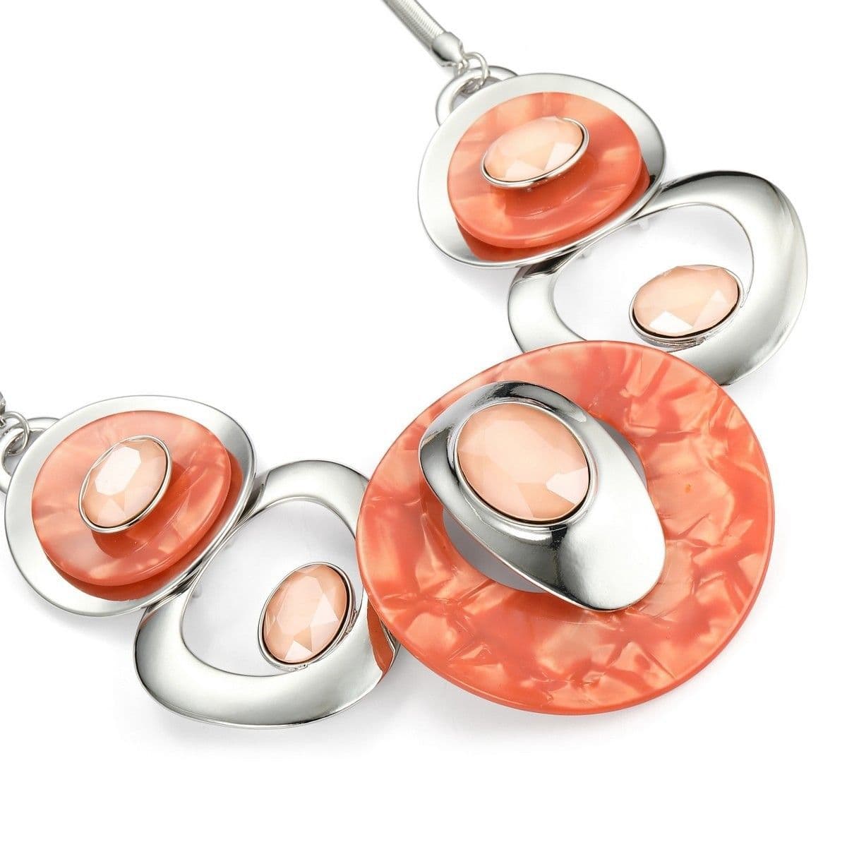 Cinque Circles Necklace Set - Silver/Orange by Clarissas Boutique