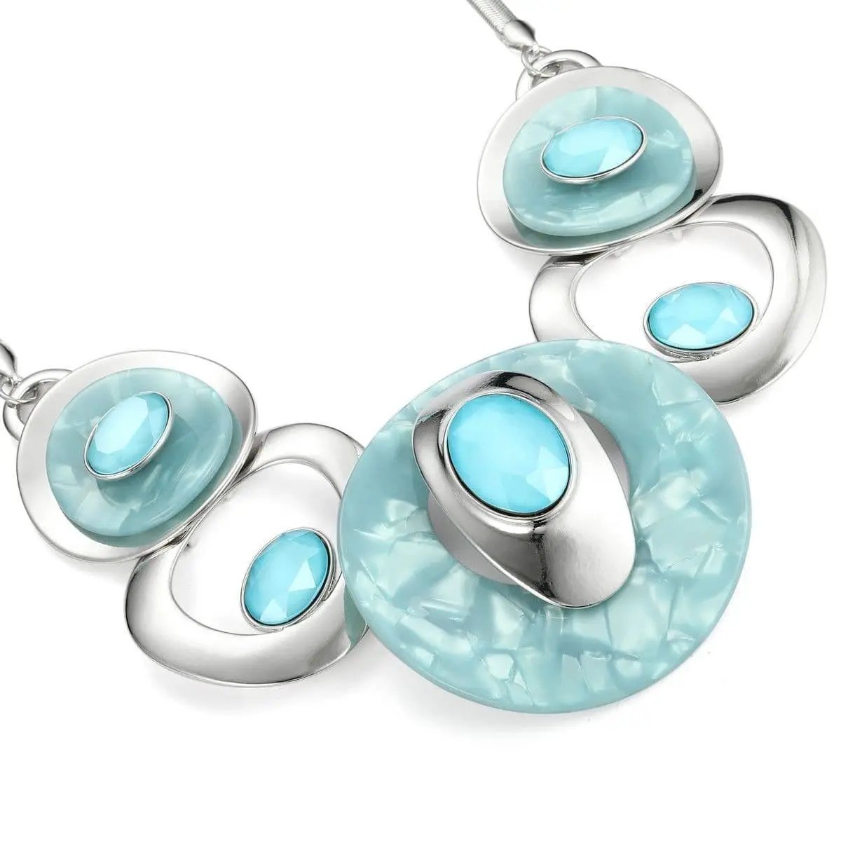Cinque Circles Necklace Set - Silver/Pastel Blue by Clarissas Boutique