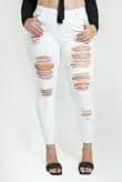 Clarissa Kisses White High Waist RIPPED Skinny Jeans by Clarissas Boutique London