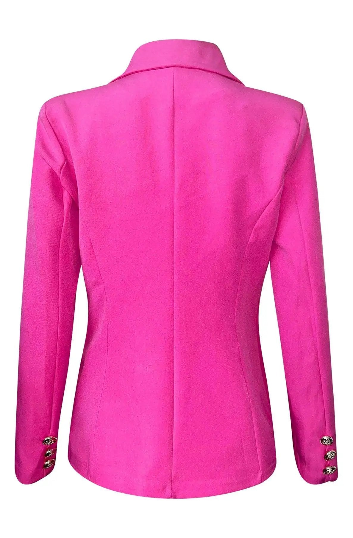 Cortana Button Detail Blazer Jacket - Hot Pink by Clarissas Boutique London