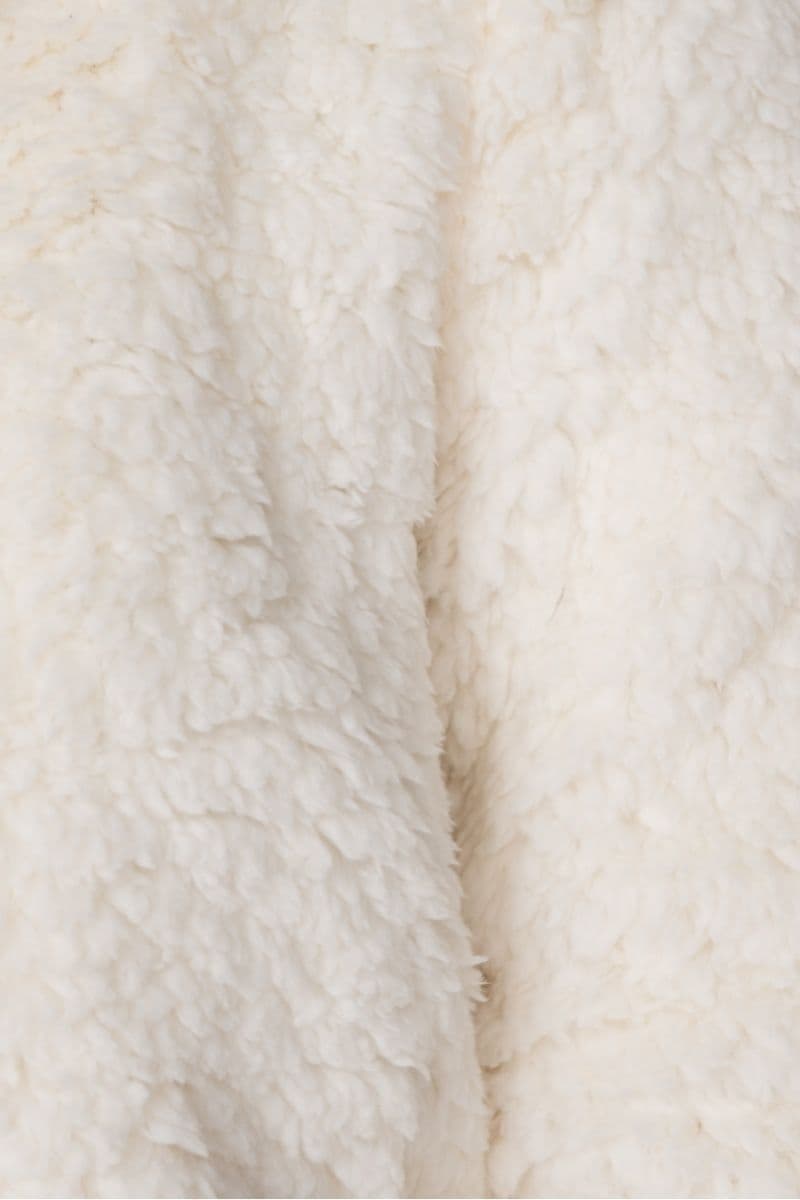 Cream Borg Fur Zip Front Bomber Jacket by Clarissas Boutique London