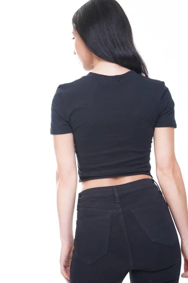 Crop Top-Property Of No One Laser Cut Crop Top-Black by Clarissas Boutique London