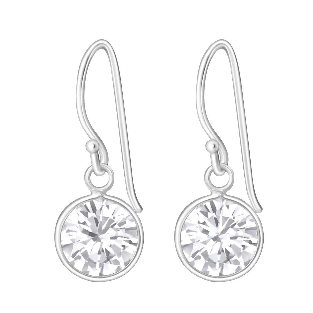Cubic zirconia earrings, sterling silver bezel set crystal earrings, cz earrings, bezel set earrings by Clarissas Boutique