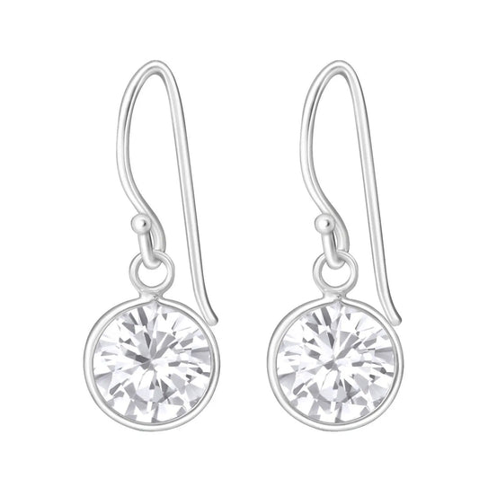 Cubic zirconia earrings, sterling silver bezel set crystal earrings, cz earrings, bezel set earrings by Clarissas Boutique