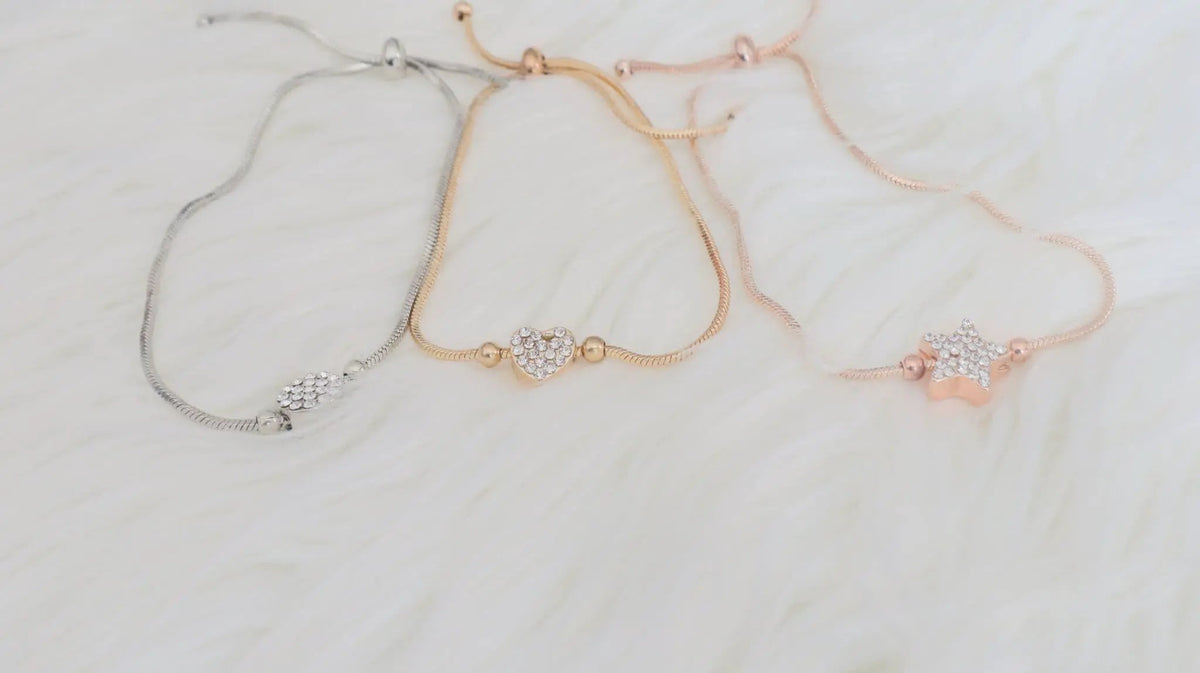 Diamonte 3pcs Heart And Star Bracelet by Clarissas Boutique