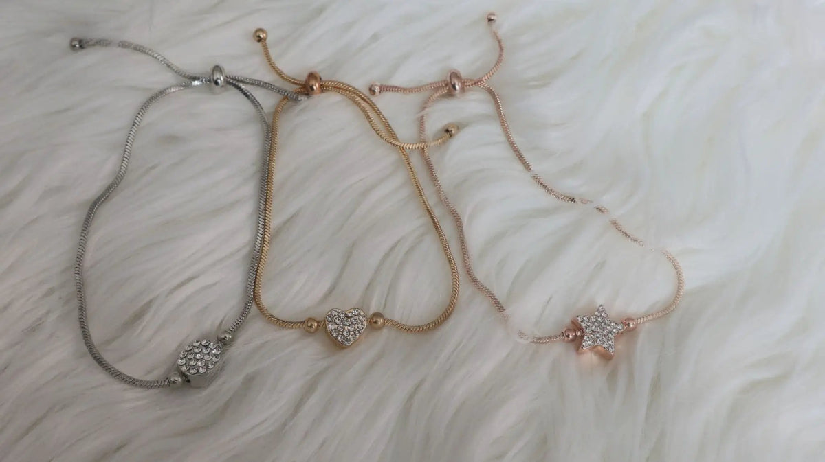 Diamonte 3pcs Heart And Star Bracelet by Clarissas Boutique