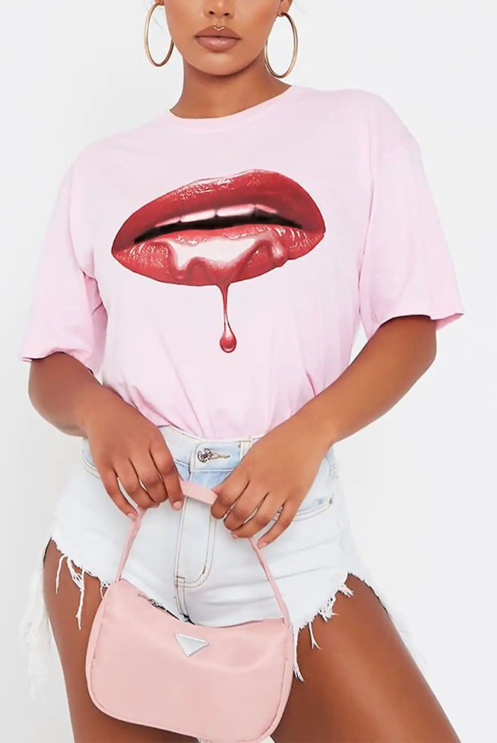 Dripping Red Lip Over-sized TEE For Summer 2021 by Clarissas Boutique London