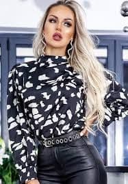 Eileen Plus Size Scattered Print Satin Top by Clarissas Boutique London