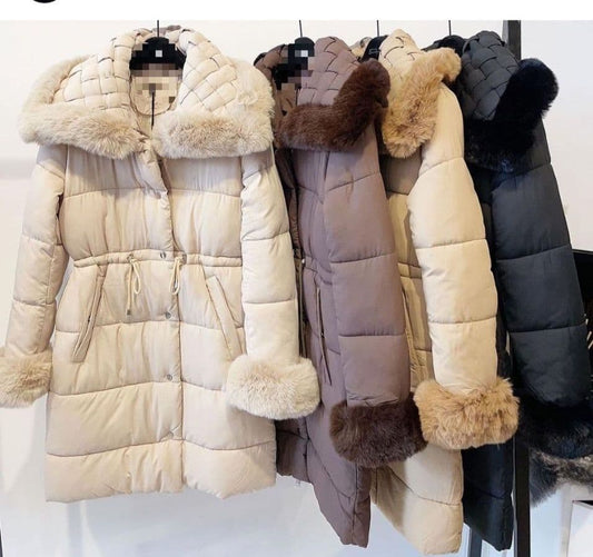 Faux Fur Drawstring Coast by Clarissas Boutique London