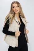 Faux Leather And Fur Gilet- Beige by Clarissas Boutique London