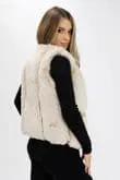 Faux Leather And Fur Gilet- Beige by Clarissas Boutique London