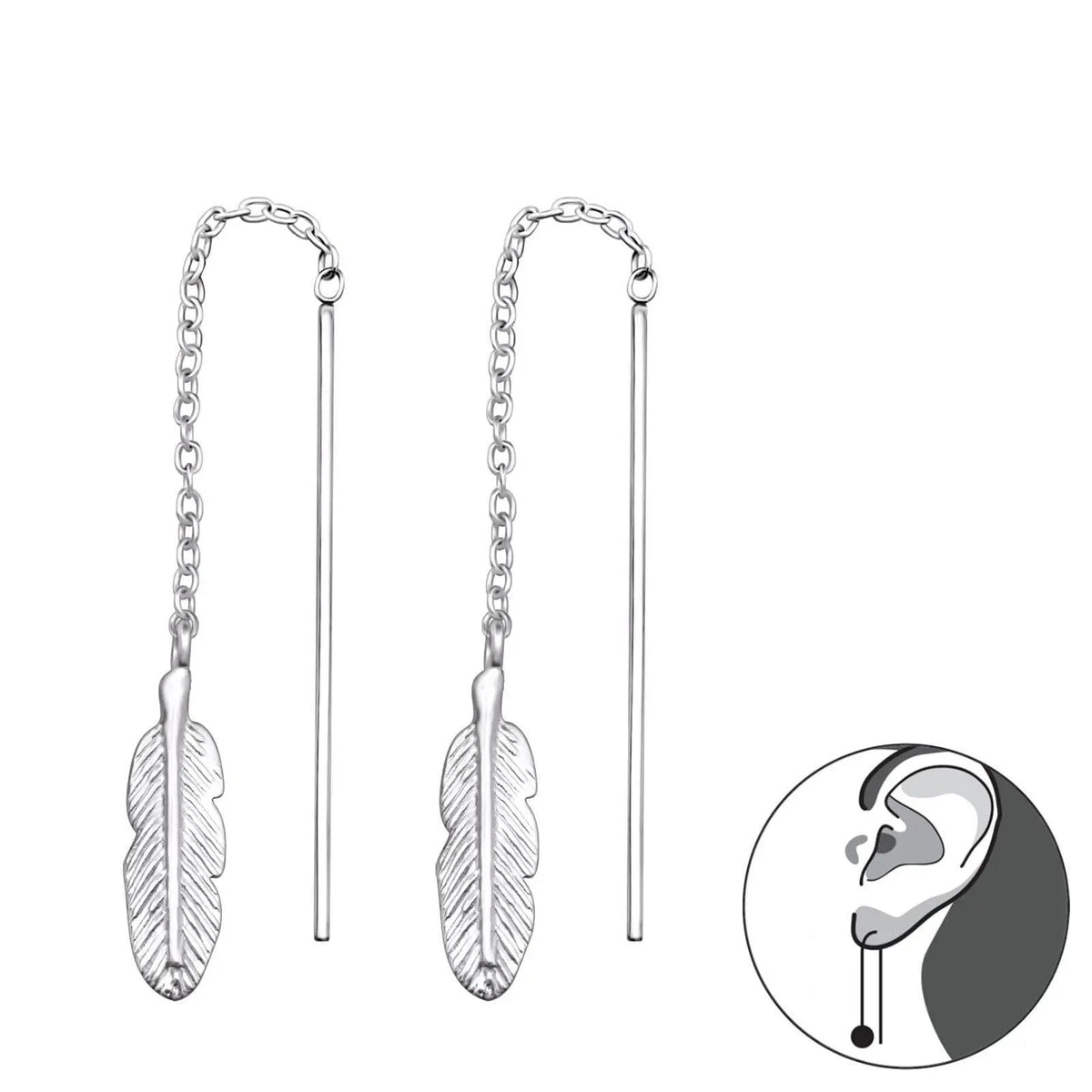 Feather - 925 Sterling Silver Plain Earring For Women's Gift Bride Made by Clarissas Boutique
