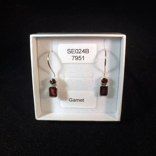 Garnet round and square E/R In A Lovely Gift Box by Clarissas Boutique