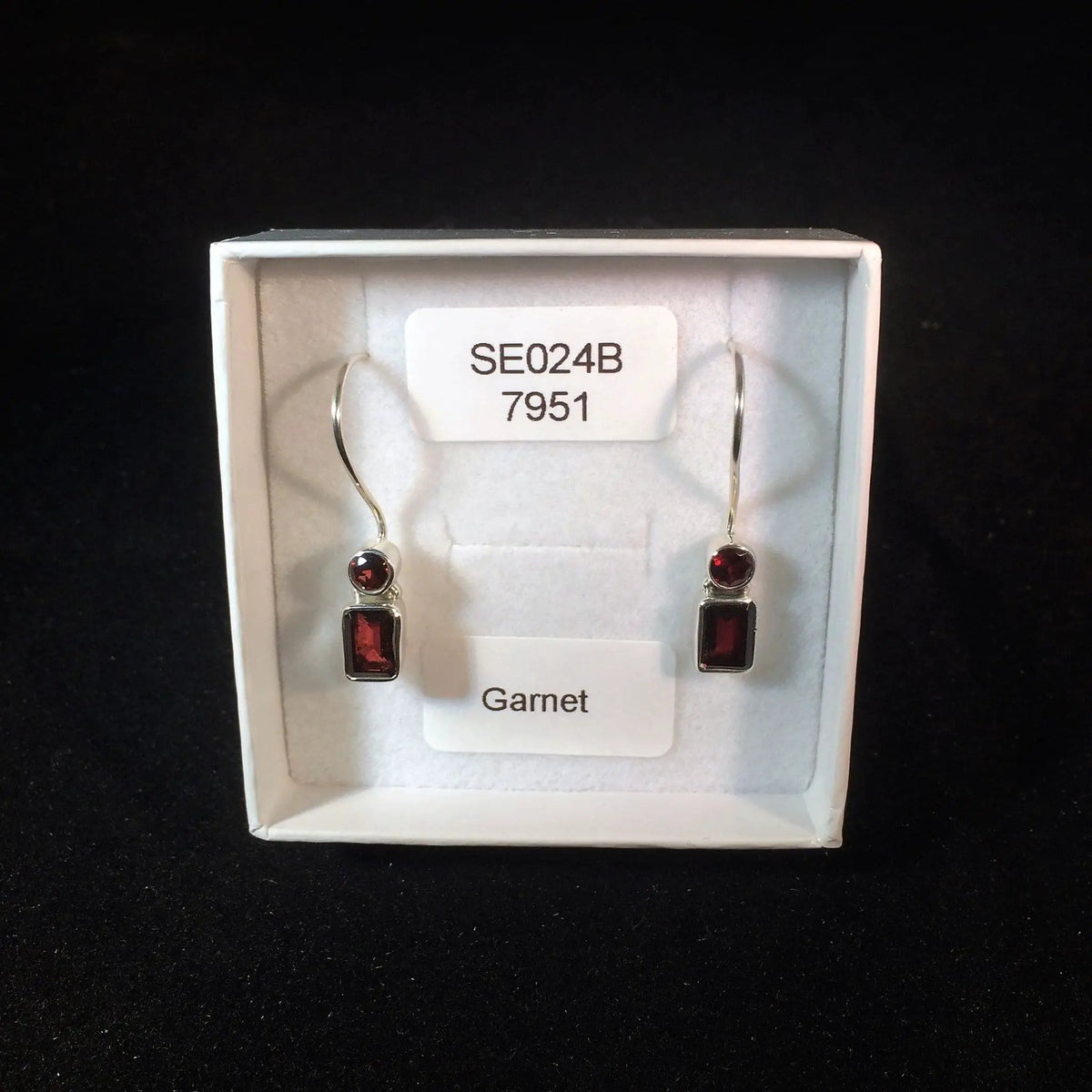 Garnet round and square E/R In A Lovely Gift Box by Clarissas Boutique