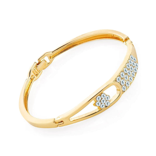 Gold colour crystal hinge bangle. by Clarissas Boutique