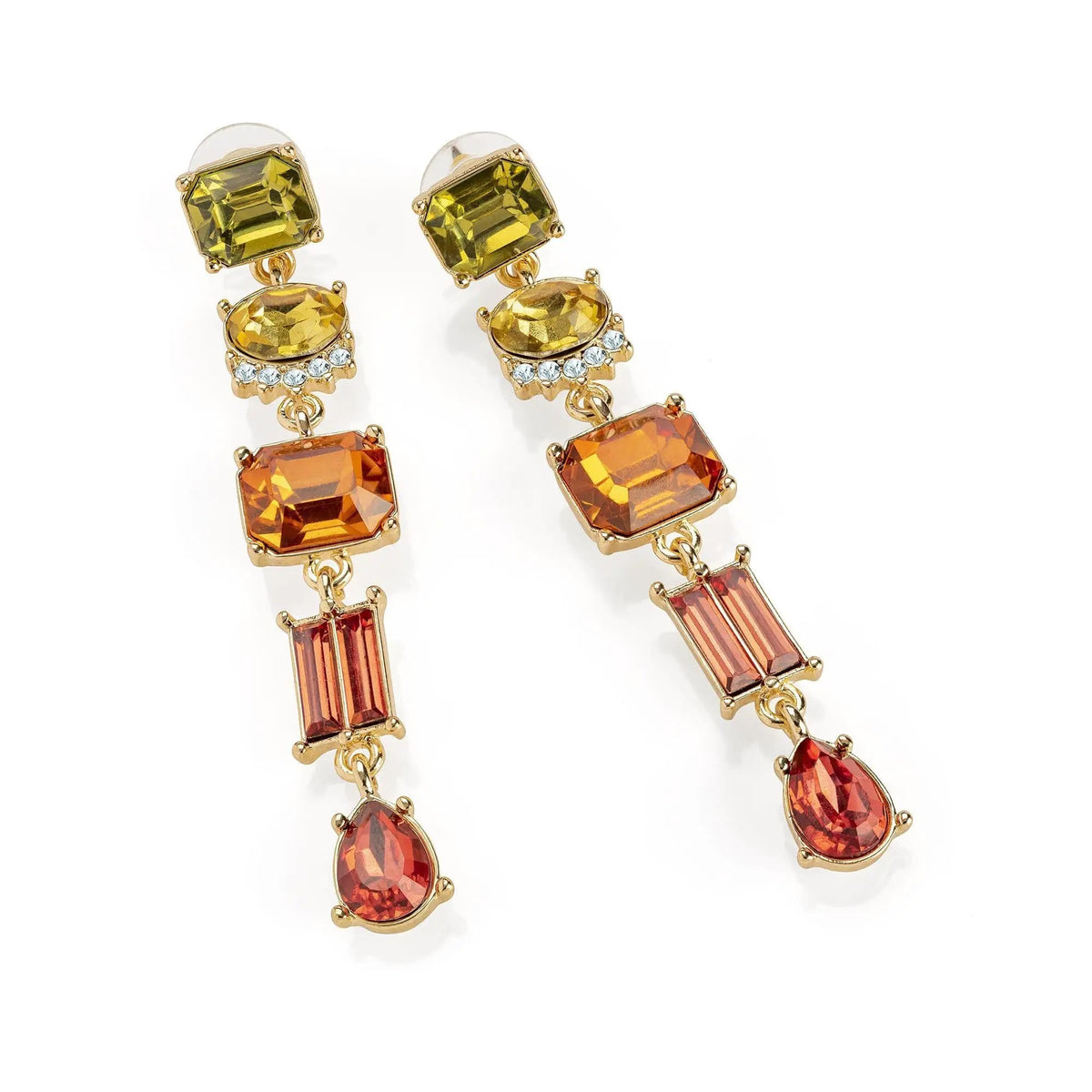 Gold colour crystal multi stone drop earring. ER33253 by Clarissas Boutique