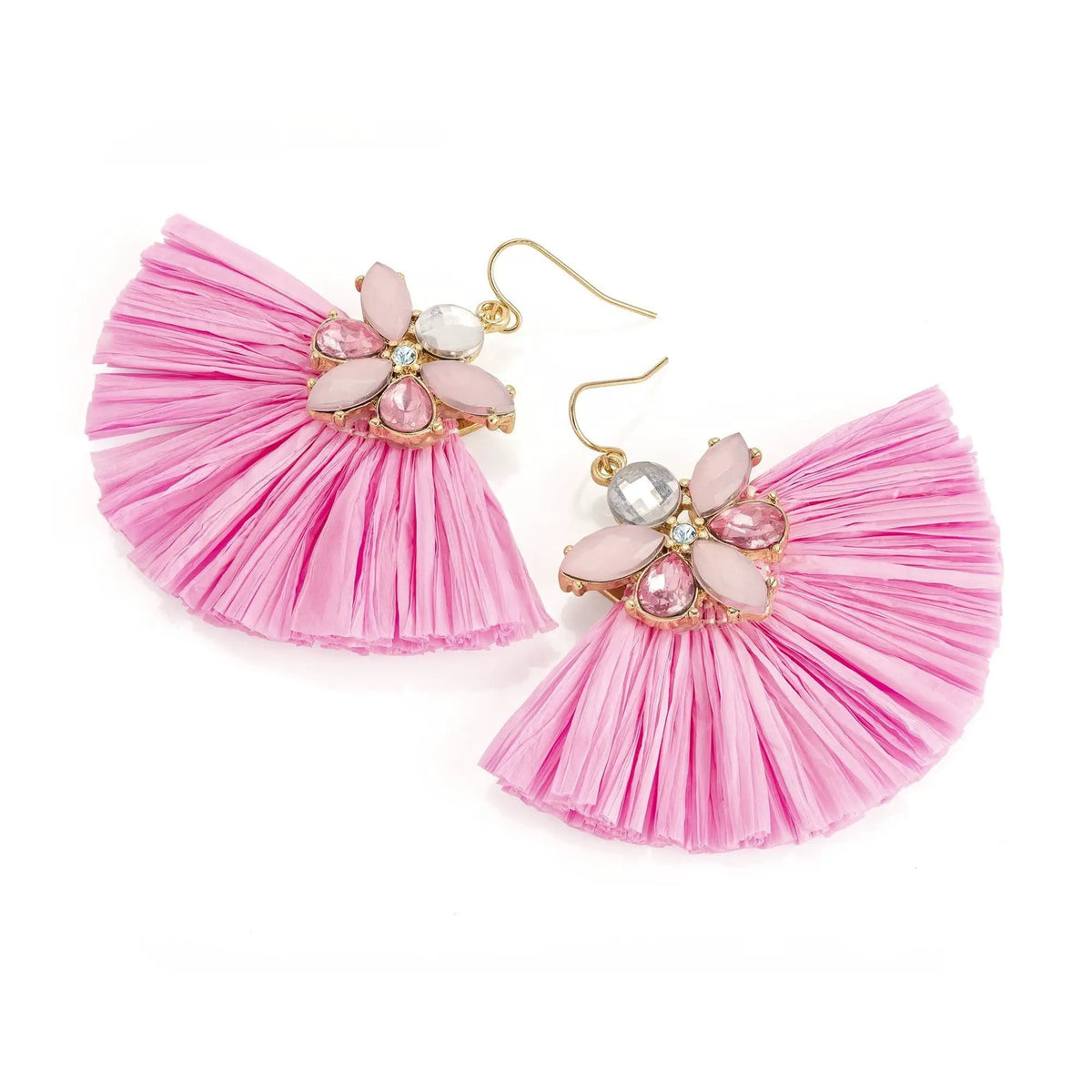 Gold colour pink tone crystal paper fan design earring. ER33232 by Clarissas Boutique