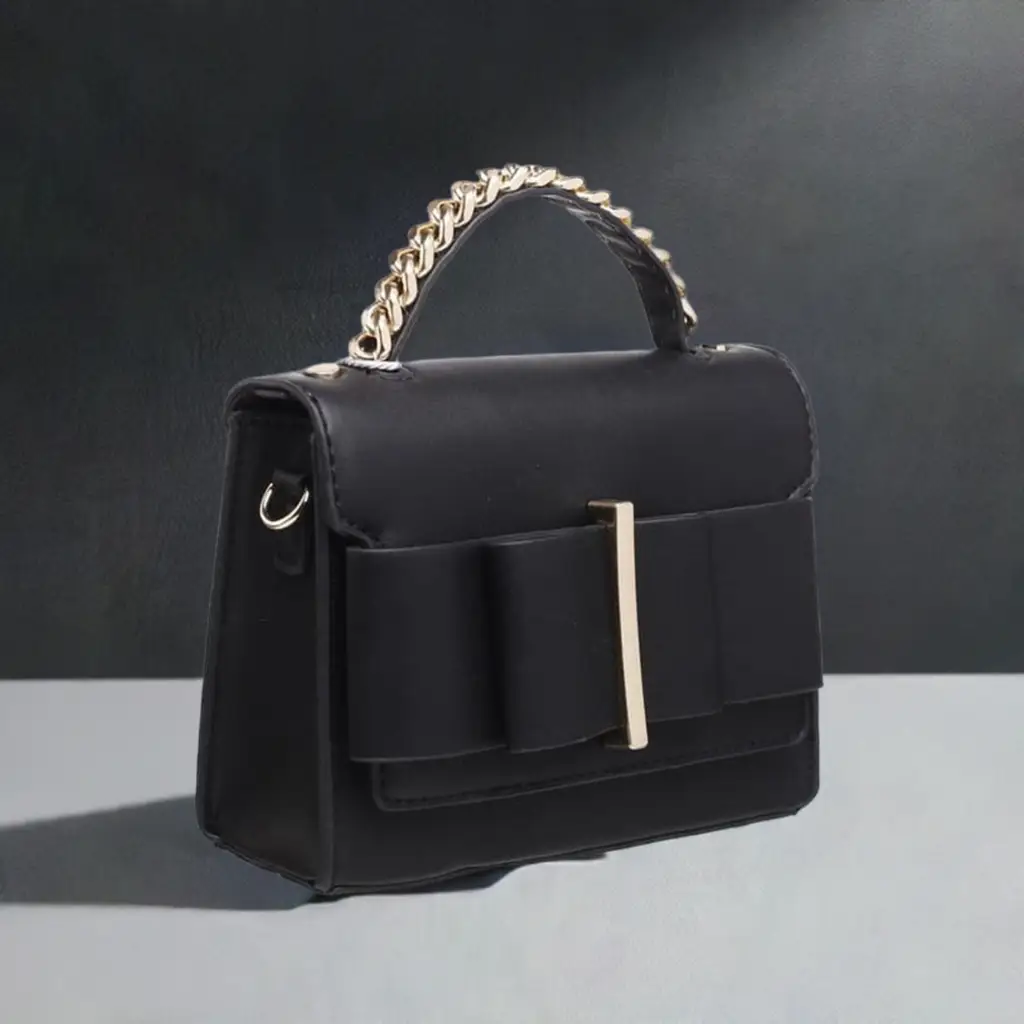 Black Bowknot Flap Lover Top Handle Cross Body Bag by Clarissas Boutique