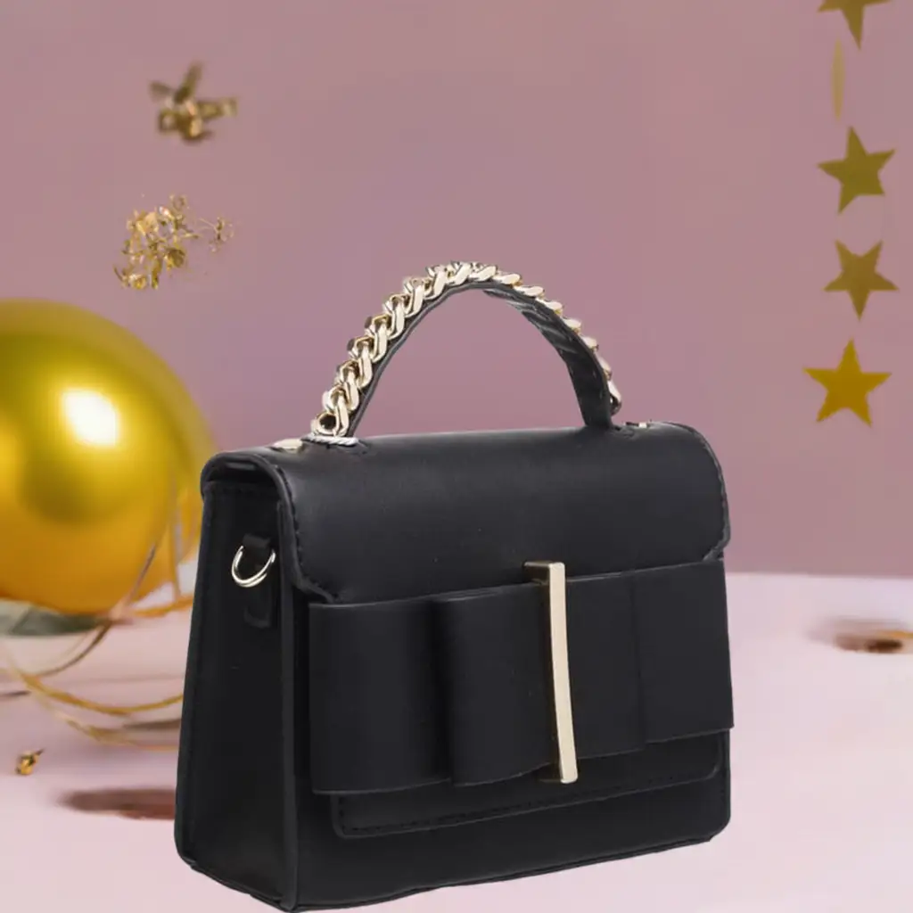 Black Bowknot Flap Lover Top Handle Cross Body Bag by Clarissas Boutique
