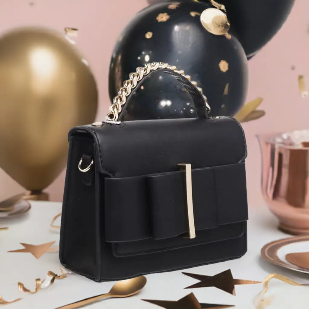 Black Bowknot Flap Lover Top Handle Cross Body Bag by Clarissas Boutique