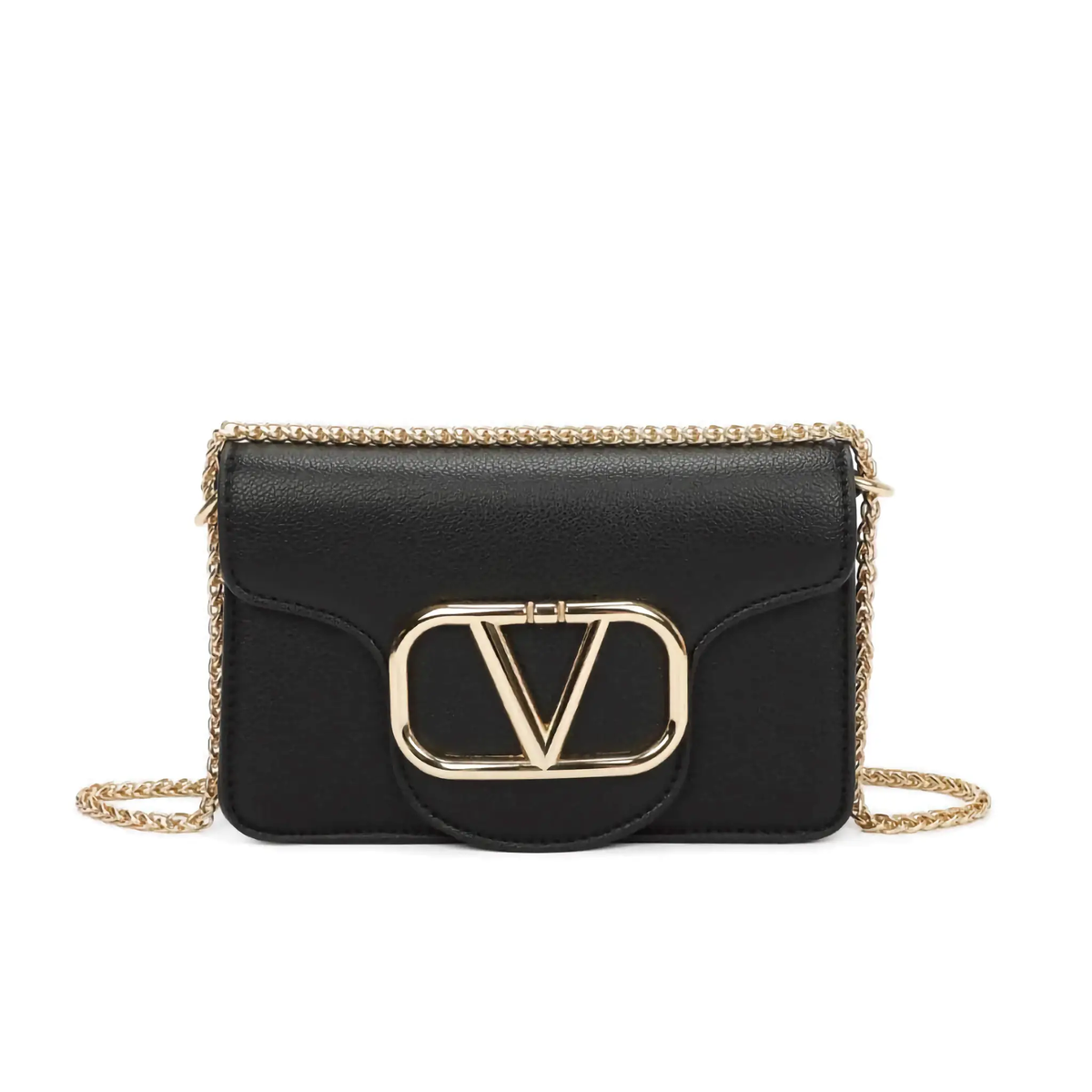 Black - V BUCKLE CLUTCH BAG- by Clarissas Boutique London