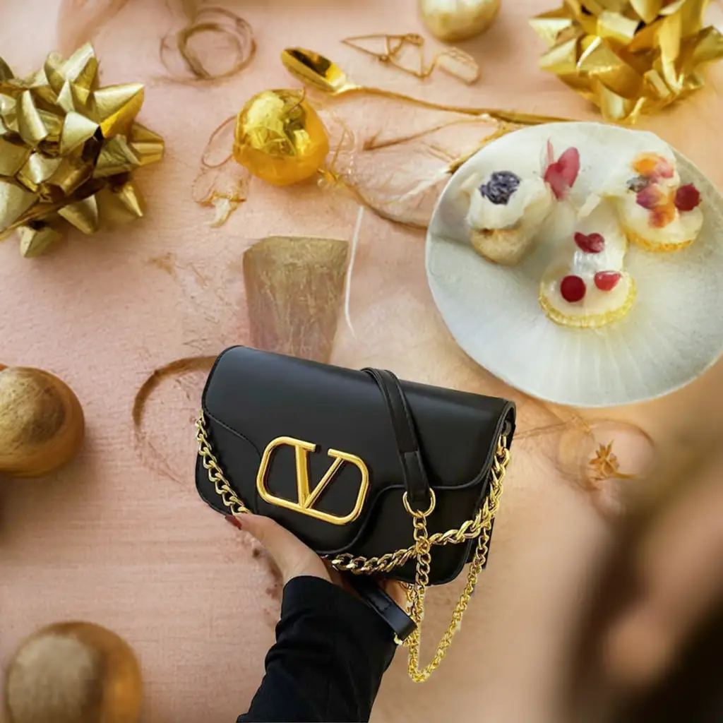 Black - V BUCKLE CLUTCH BAG- by Clarissas Boutique London