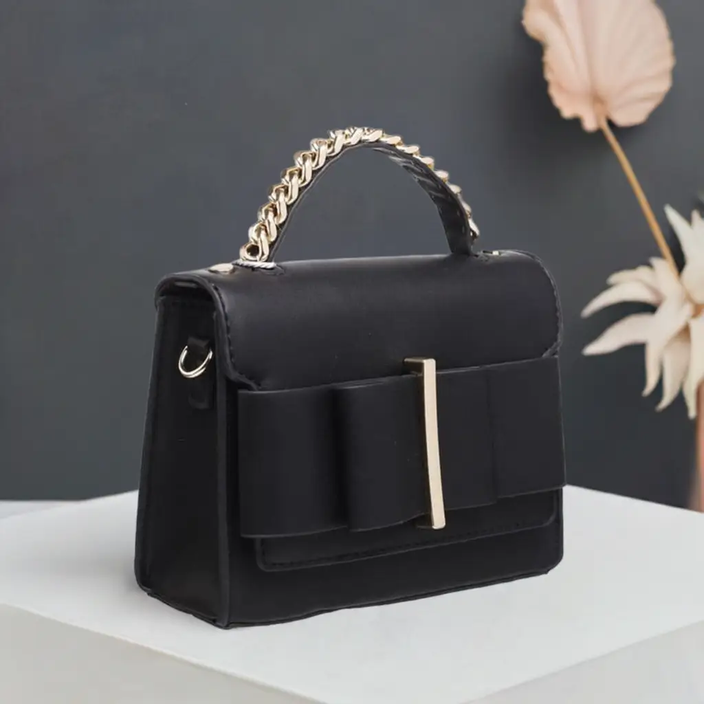 Black Bowknot Flap Lover Top Handle Cross Body Bag by Clarissas Boutique