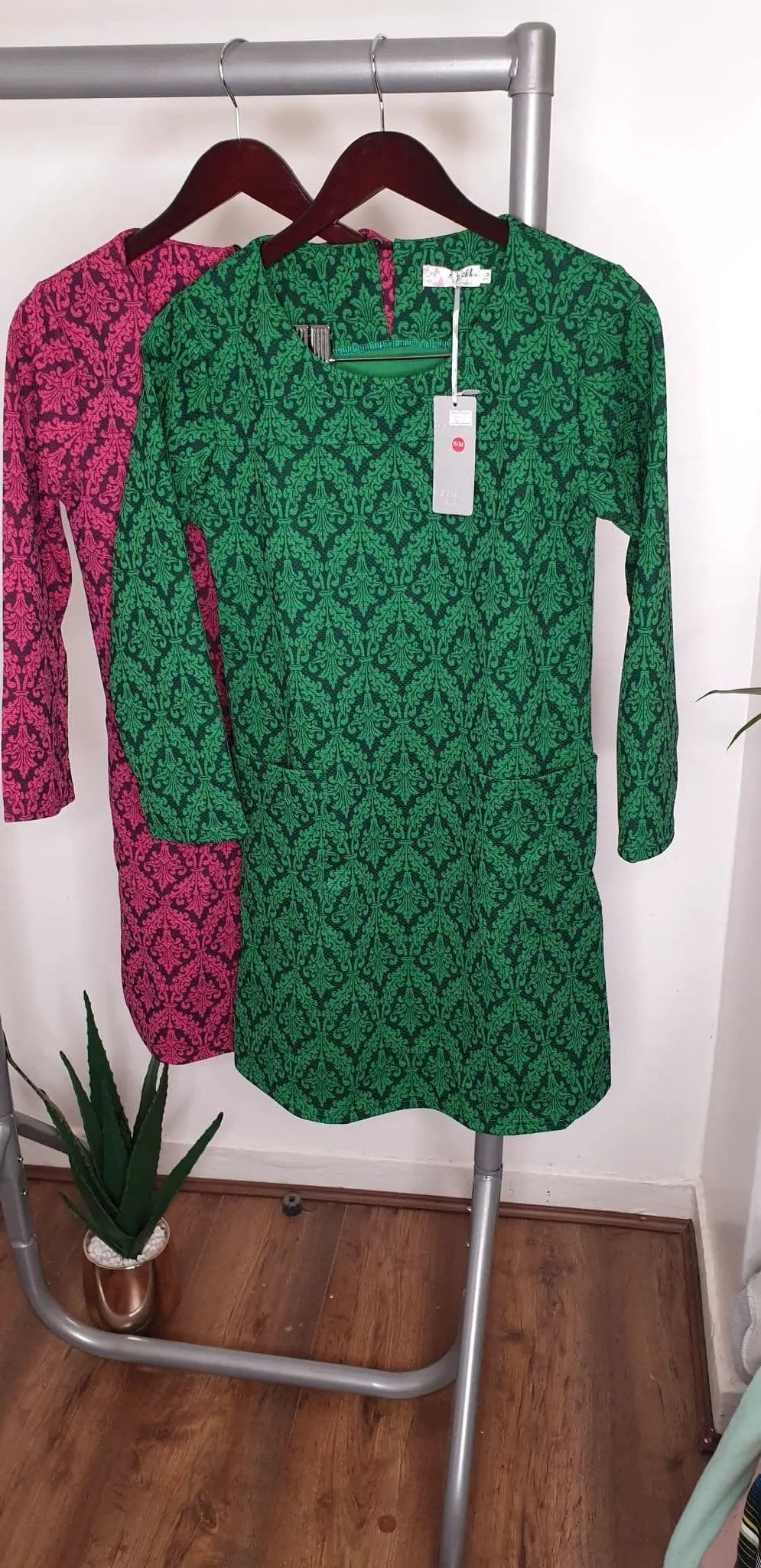 Green & Black Short Sleeve Jumper Dress by Clarissas Boutique London