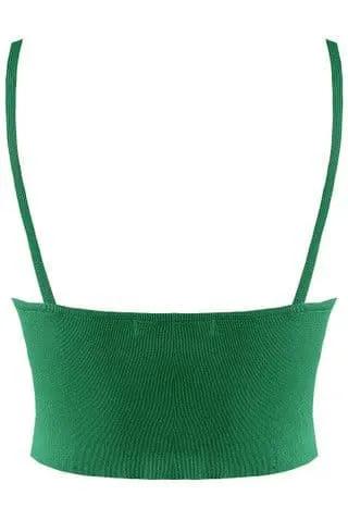 Green Ribbed Knit Strappy Crop Top by Clarissas Boutique London