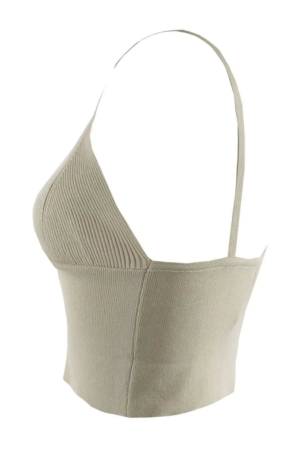 Green Ribbed Knit Strappy Crop Top by Clarissas Boutique London