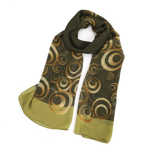 Green tone circle design scarf. SC33280 by Clarissas Boutique