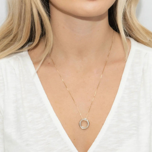 Halo Zirconia Crystal Baguette Circle Necklace by Clarissas Boutique London
