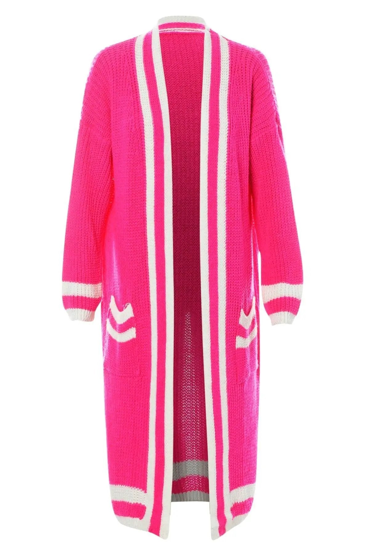 Hot Pink Kiki Longline Knitted Cardigan by Clarissas Boutique