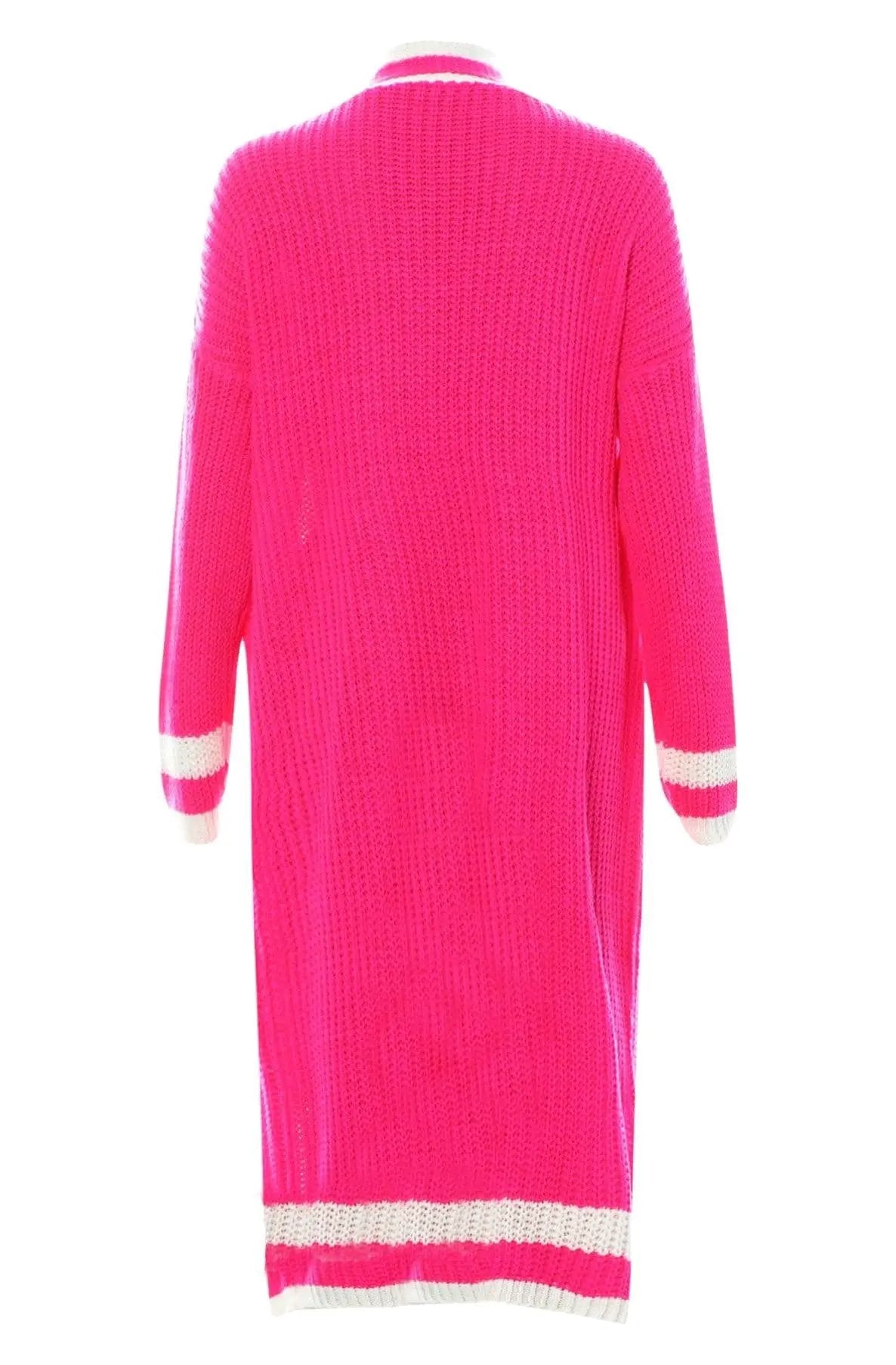 Hot Pink Kiki Longline Knitted Cardigan by Clarissas Boutique