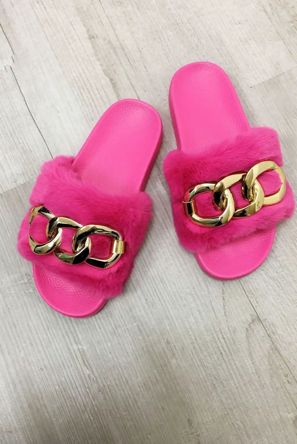 Hot Pink Slider, With Gold Chain by Clarissas Boutique London