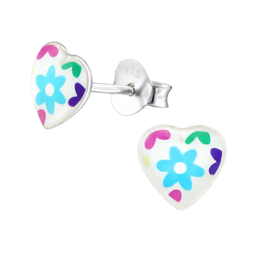 I Love Flowers - 925 Sterling Silver Colourful Ear Studs For Women's Best Friend Gift Bridal Jewelle by Clarissas Boutique