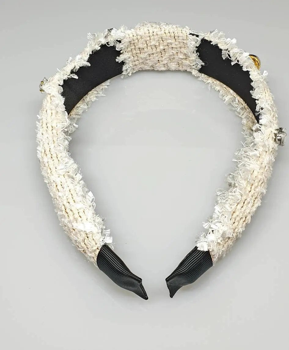 Gold Tweed, Headband With Crystal Embellishments. by Clarissas Boutique London