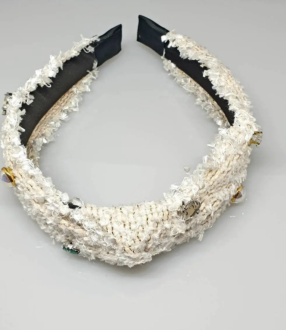 Gold Tweed, Headband With Crystal Embellishments. by Clarissas Boutique London