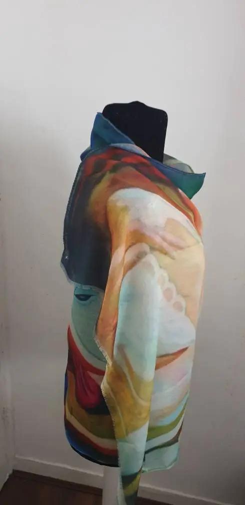 Impressionist Style Portrait Print Scarf, Womens, Multi Coloured, Scraves, Scarf, Wraps, Clarissasboutiqueuk by Clarissas Boutique